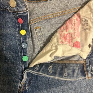 Levi's 145 Years Limited Edition 501 S Premium Skinny Jeans - Colorful Button Fl